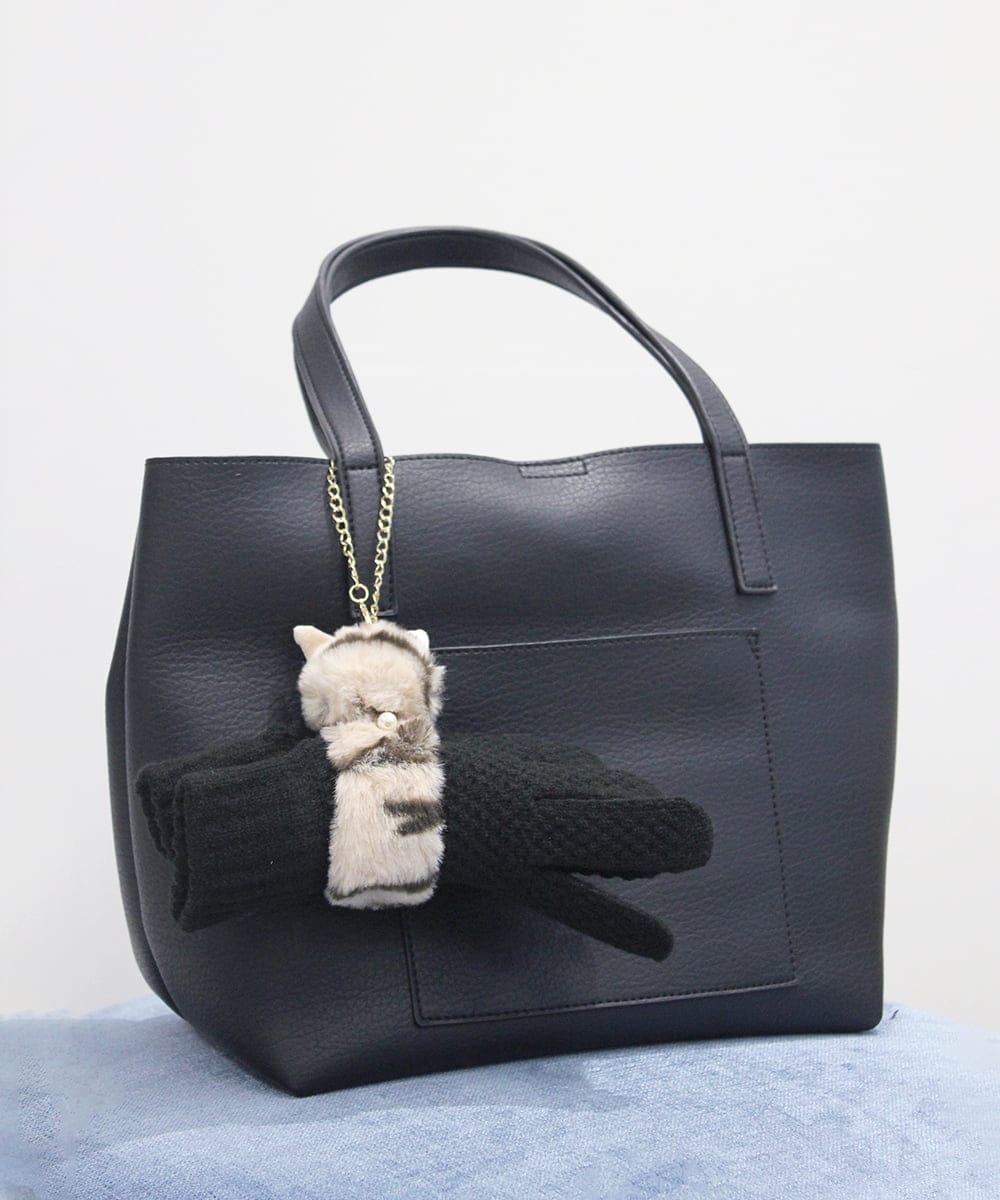 ZMYAE01026 al'aise modulation(アレーズモジュレーション) キャットホルダーバッグチャーム ライトグレー