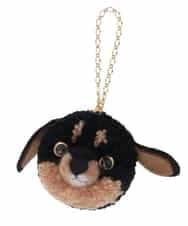 ZMYAE02029 al'aise modulation(アレーズモジュレーション) もこもこアニマルバッグチャーム ブラック(ダックスフンド)