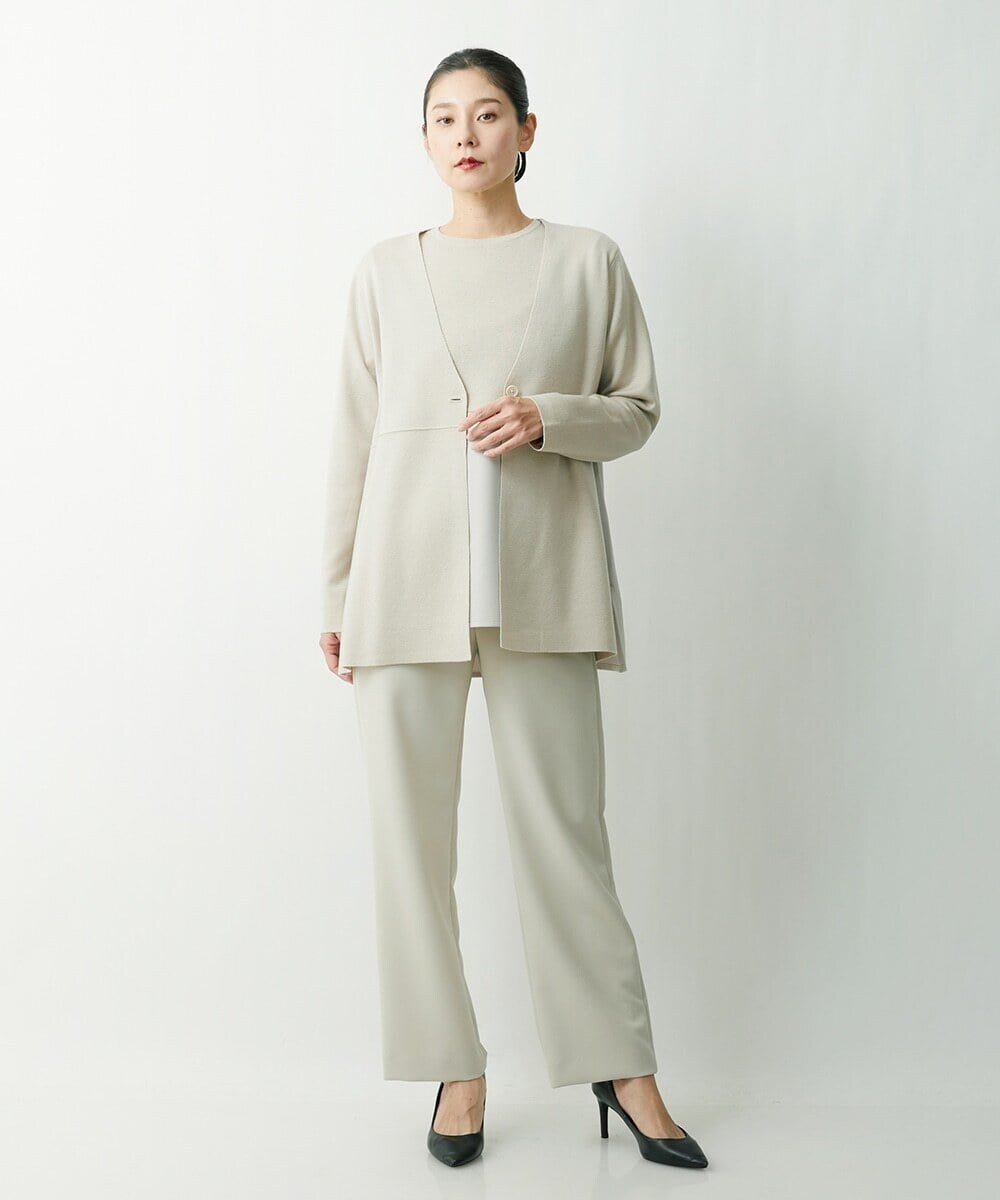 ZZSCS02270 modulation 切替デザインミラノカーディガン ベージュ