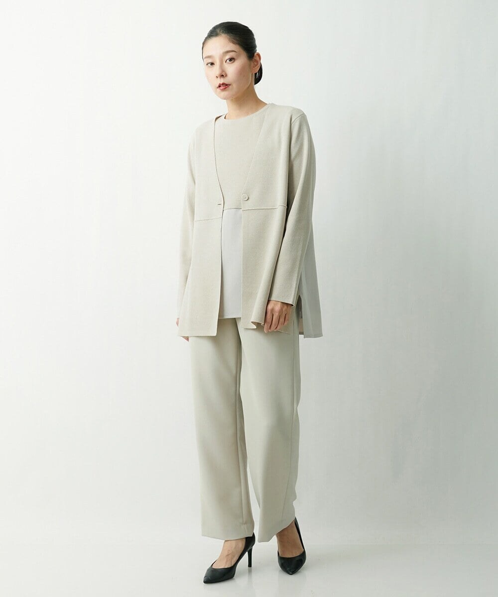 ZZSCS02270 modulation 切替デザインミラノカーディガン ベージュ