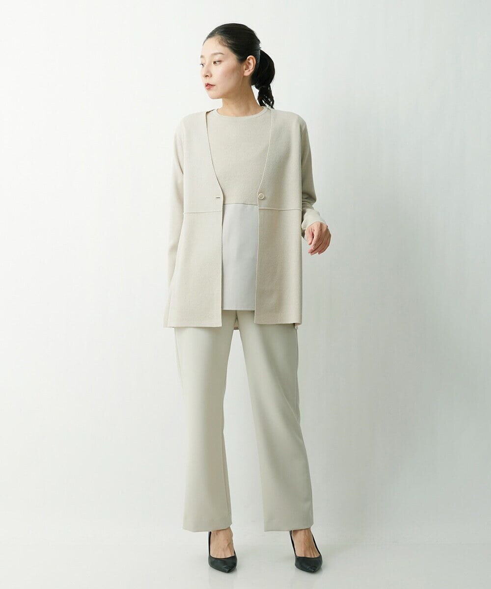 ZZSCS02270 modulation 切替デザインミラノカーディガン ベージュ