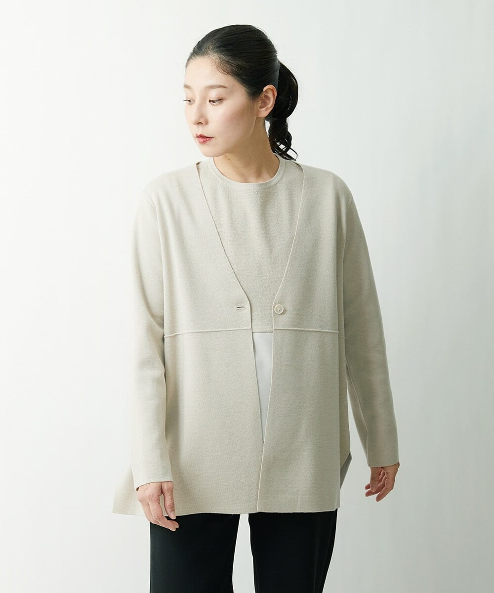 ZZSCS02270 modulation 切替デザインミラノカーディガン ベージュ