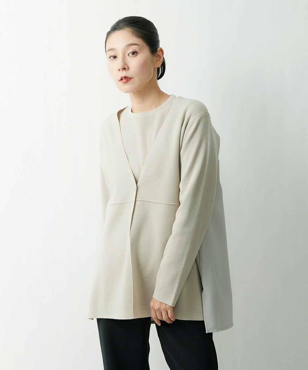 ZZSCS02270 modulation 切替デザインミラノカーディガン ベージュ