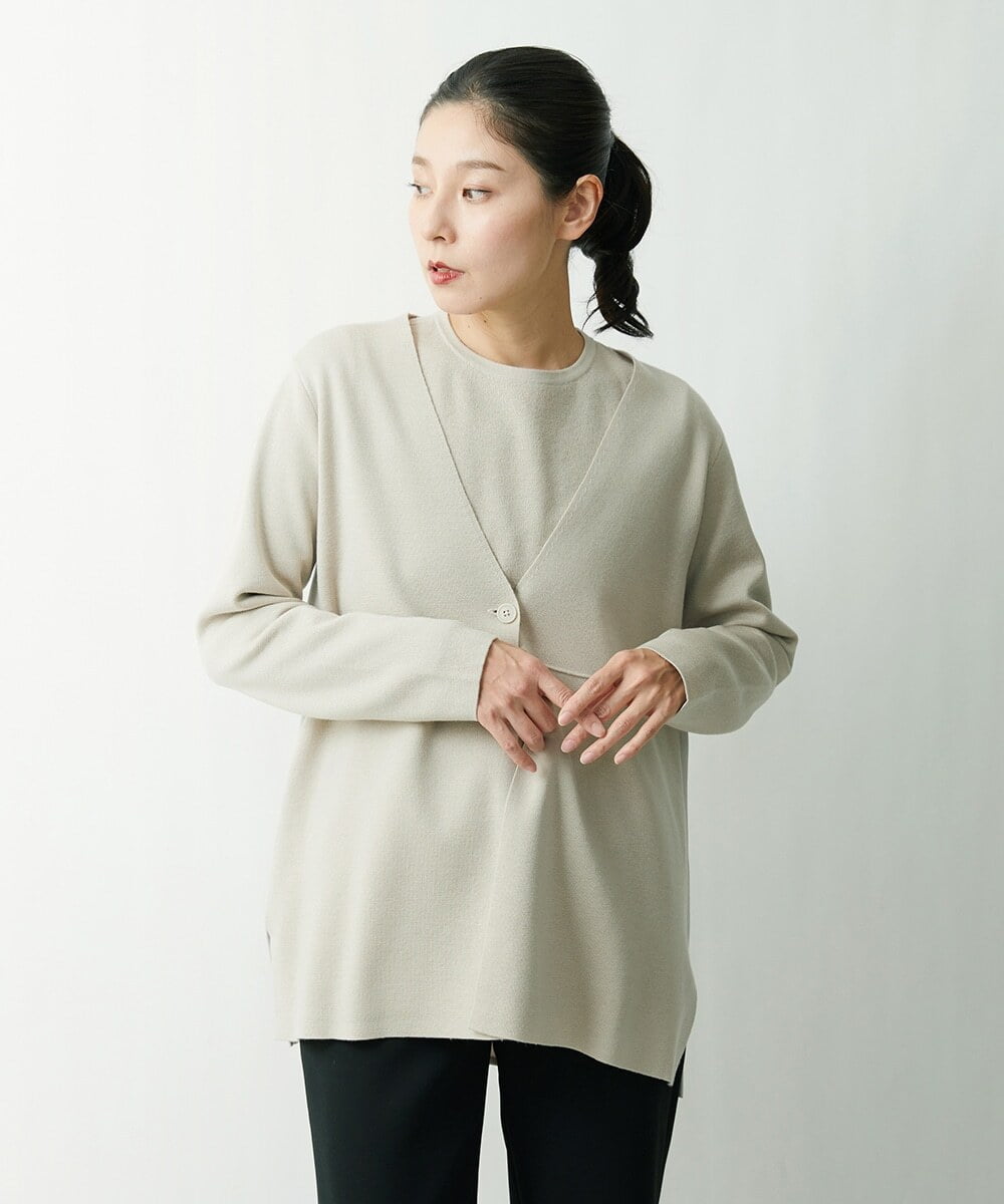 ZZSCS02270 modulation 切替デザインミラノカーディガン ベージュ