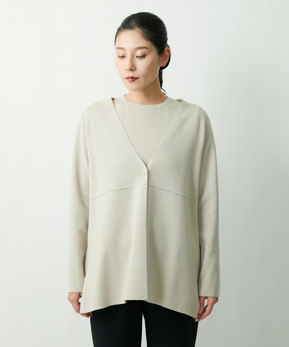 ZZSCS02270 modulation 切替デザインミラノカーディガン ベージュ