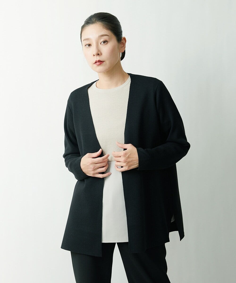 ZZSCS02270 modulation 切替デザインミラノカーディガン ブラック