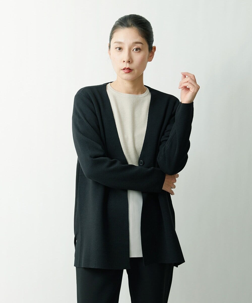 ZZSCS02270 modulation 切替デザインミラノカーディガン ブラック