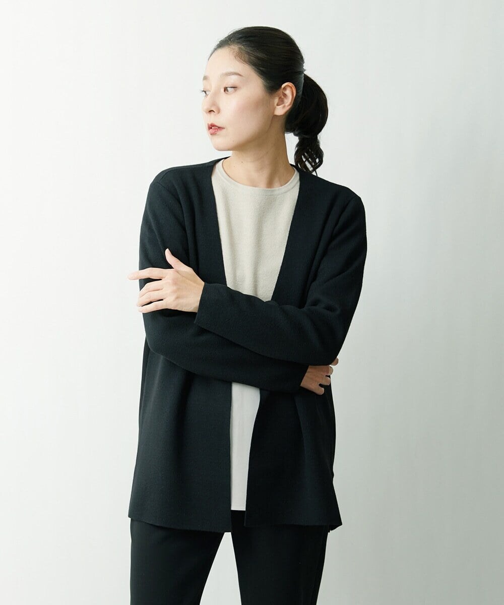 ZZSCS02270 modulation 切替デザインミラノカーディガン ブラック